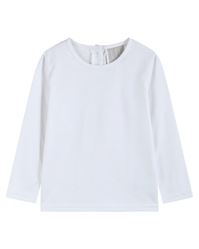 White Cotton Layering Girls Shirt - Lil Cactus