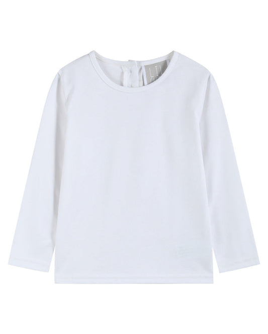 White Cotton Layering Girls Shirt - Lil Cactus