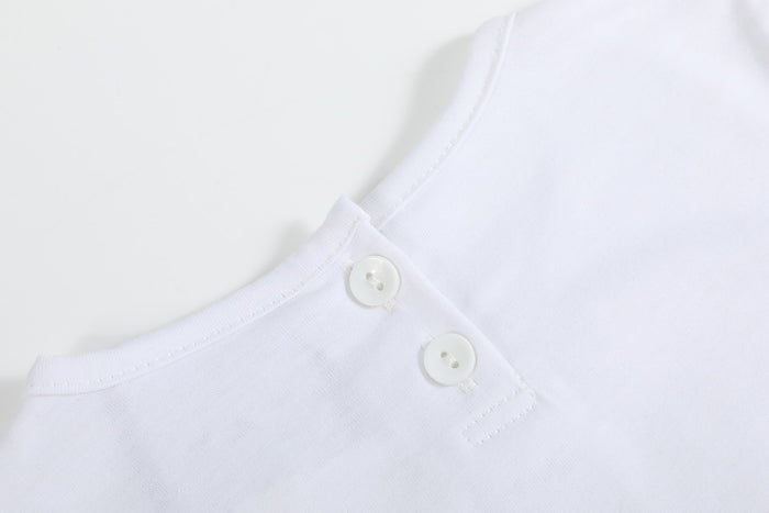 White Cotton Layering Girls Shirt - Lil Cactus