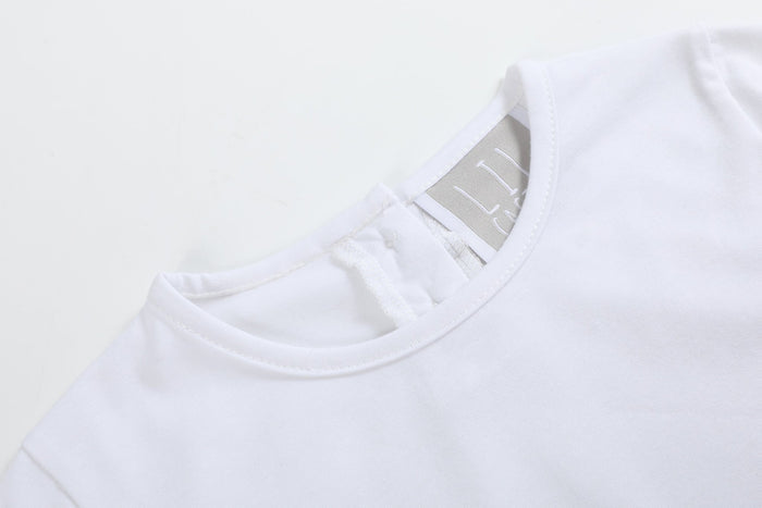 White Cotton Layering Girls Shirt - Lil Cactus
