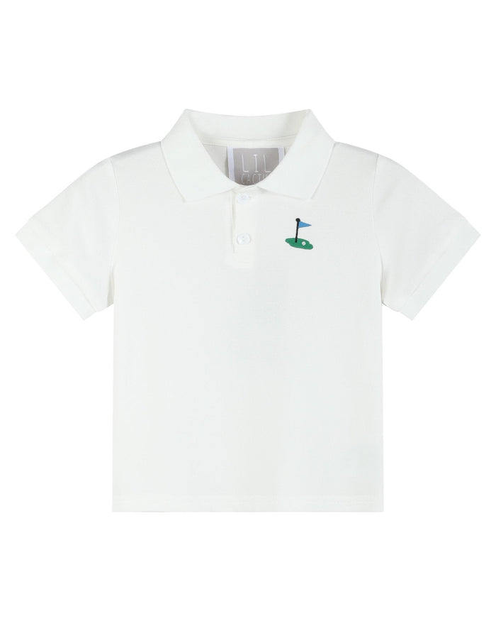 White Golf Tee Polo Shirt - Lil Cactus