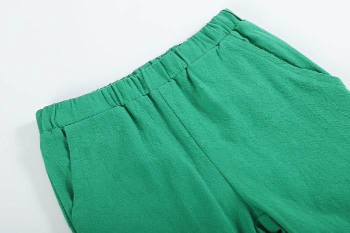 White Pompom Reindeer and Green Pants Set - Lil Cactus