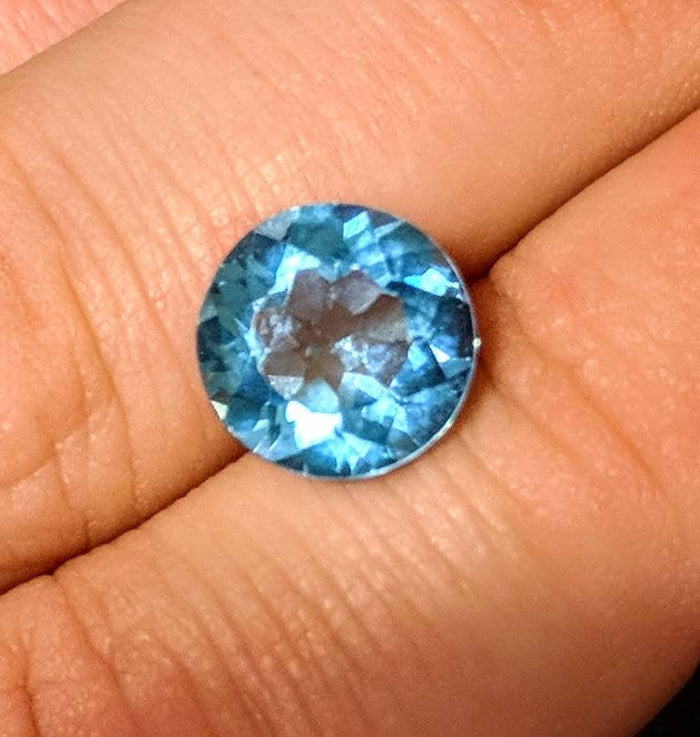 Wholesale, Natural African Swiss Blue Topaz, 4.42ct, 10mm Round, VVS Eye Clean, Loose Stone, Exceptional Color, Unique Stone, Large