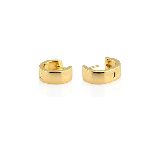 Wide Hinged Huggie Hoop Earrings | 18K GV