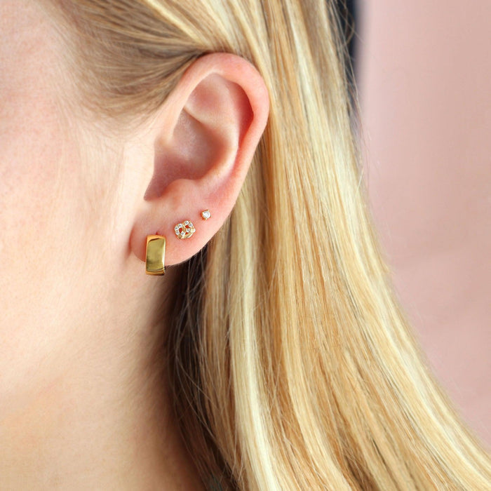 Wide Hinged Huggie Hoop Earrings | 18K GV