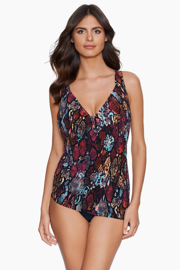 Charming woman wearing tankini top.