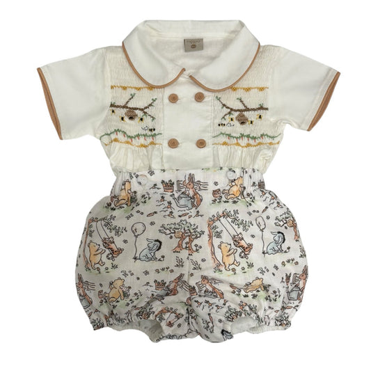 Winnie-The-Pooh Handsmocked Boy Birthday Set