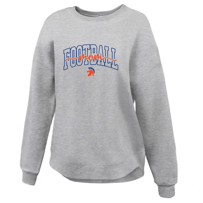 WOMEN'S GRAY CURVE BOTTOM CREW FB MOM SCRIPT SWEATSHIRT PENNANT 5463