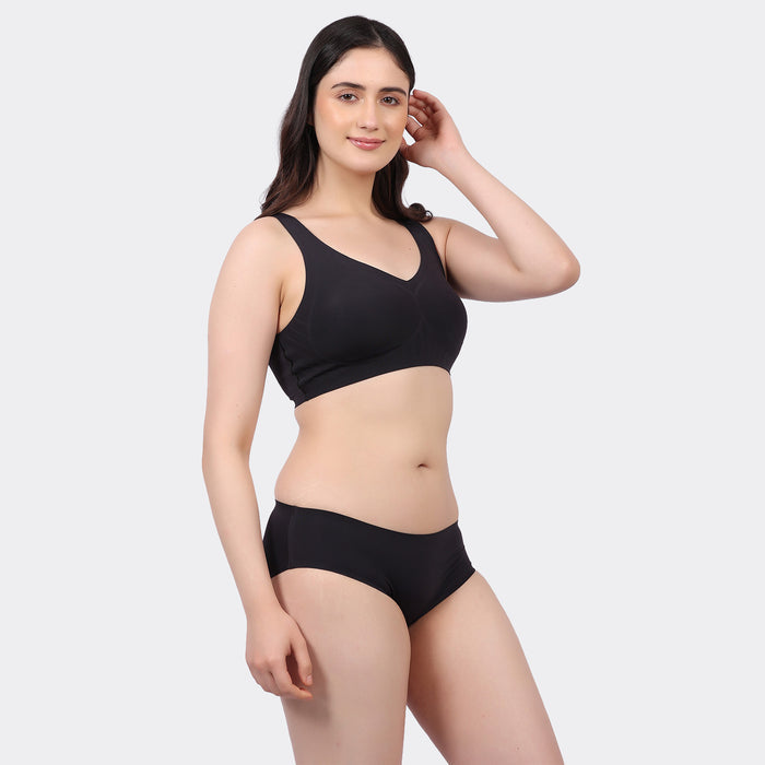Women’s Seamless Bonded Slip-On Bra with Removable Pads and Full Coverage