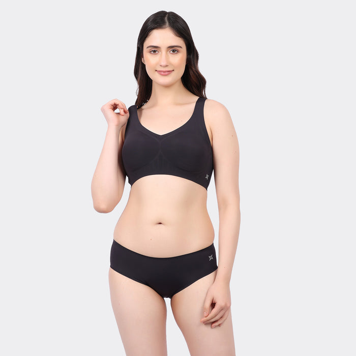 Women’s Seamless Bonded Slip-On Bra with Removable Pads and Full Coverage