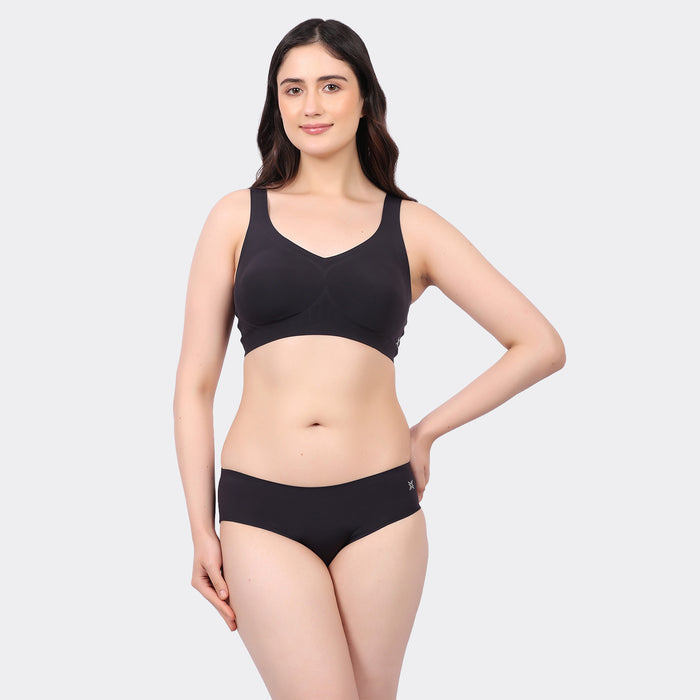 Women’s Seamless Bonded Slip-On Bra with Removable Pads and Full Coverage