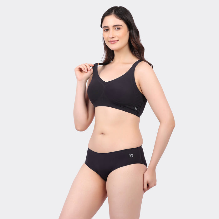Women’s Seamless Bonded Slip-On Bra with Removable Pads and Full Coverage