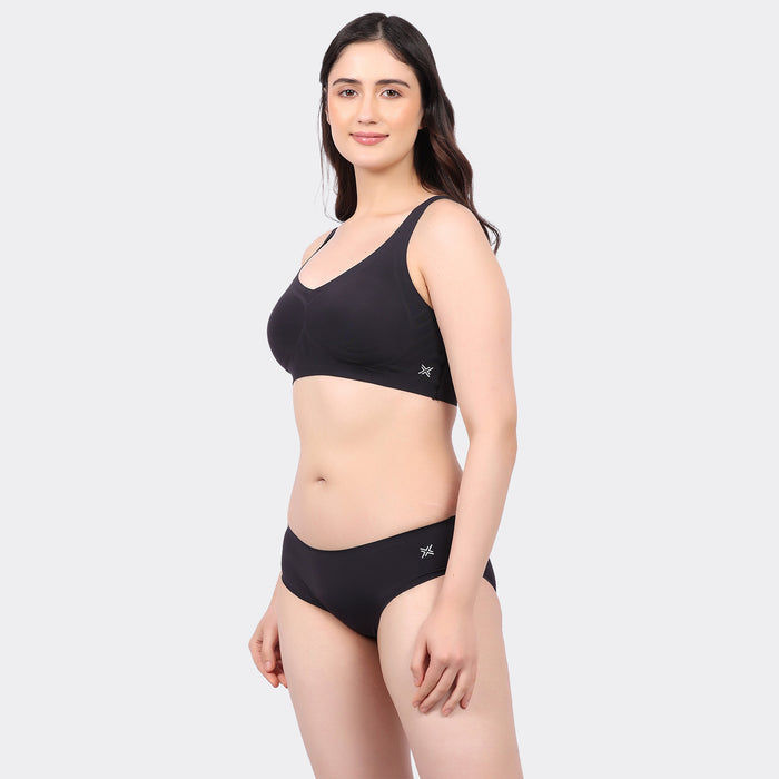 Women’s Seamless Bonded Slip-On Bra with Removable Pads and Full Coverage
