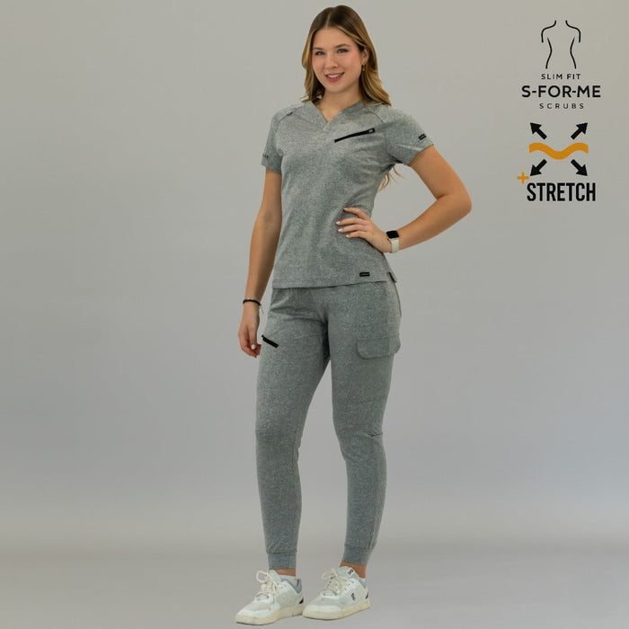 Women's Style 905 Super Stretch Scrub Top - Heather Gray