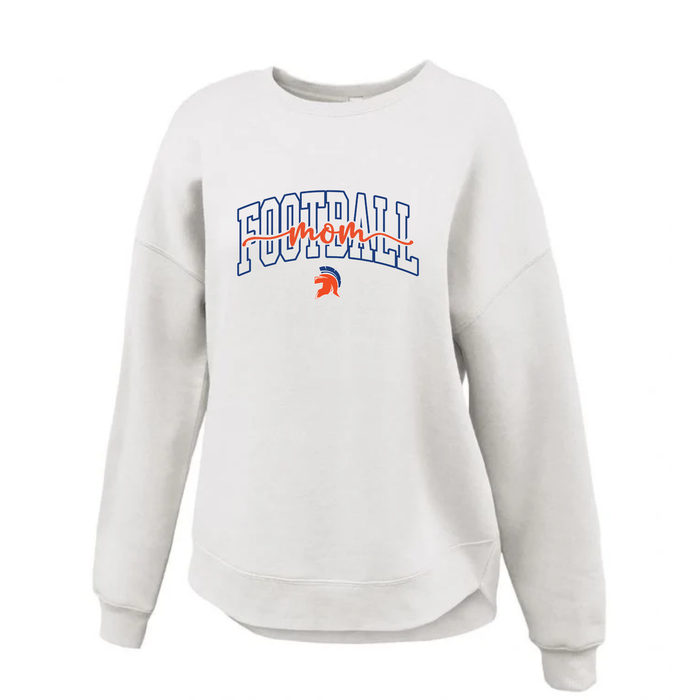 WOMEN'S WHITE CURVE BOTTOM CREW FB MOM SCRIPT SWEATSHIRT PENNANT 5463