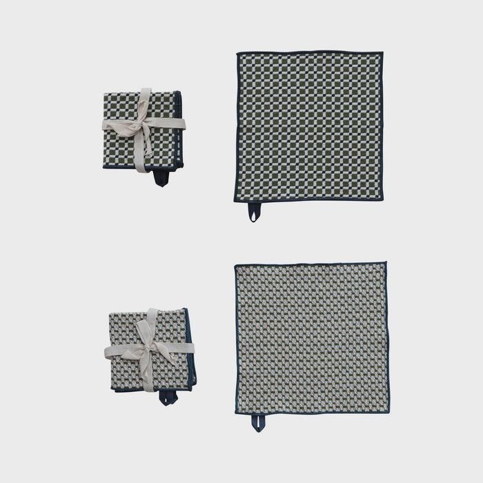 Woven Cotton Dish Cloths with Stitched Edge, Set of 3