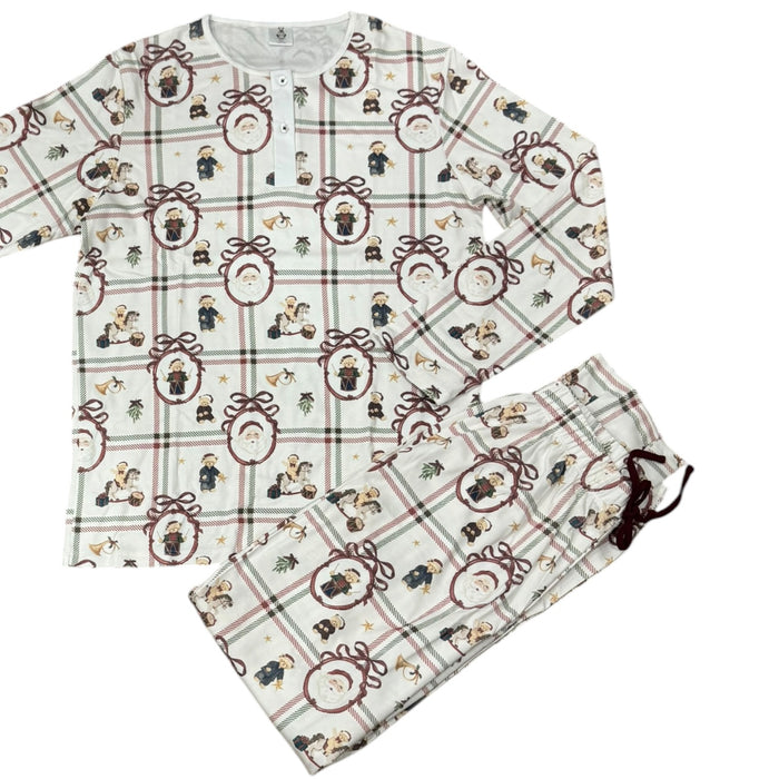 Folded Xmas Festive Bears Dad pajama set in soft plaid holiday print