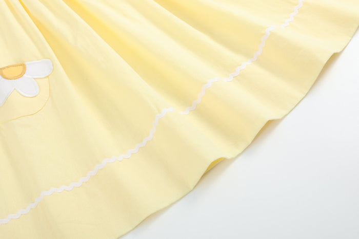 Yellow Daisy Pocketed Smocked Bishop Dress - Lil Cactus
