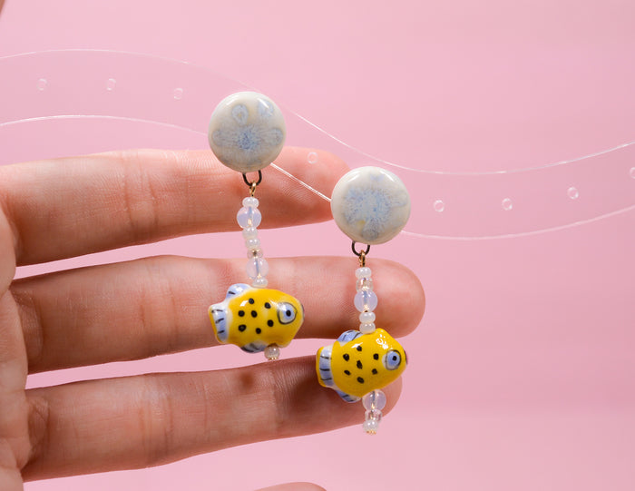 Yellow Fish Bubble Earrings