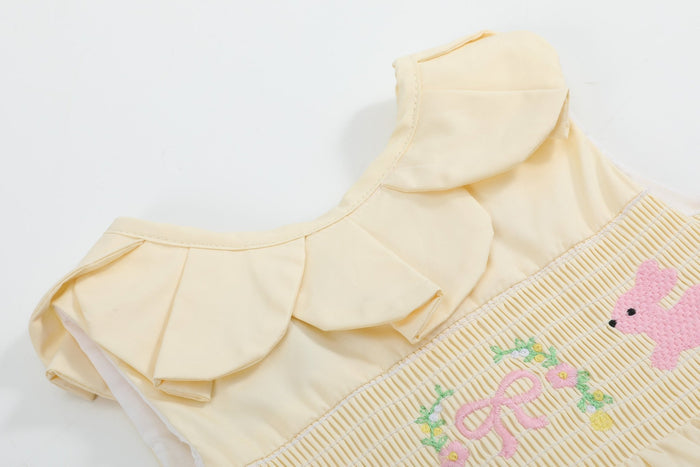 Yellow Petal Collared Smocked Bubble Romper - Lil Cactus